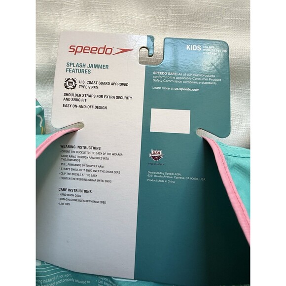 Speedo Kids Splash Jammer Life Jacket Vest In “Good Vibes” Print Sz 33-55lbs New - Picture 4 of 5